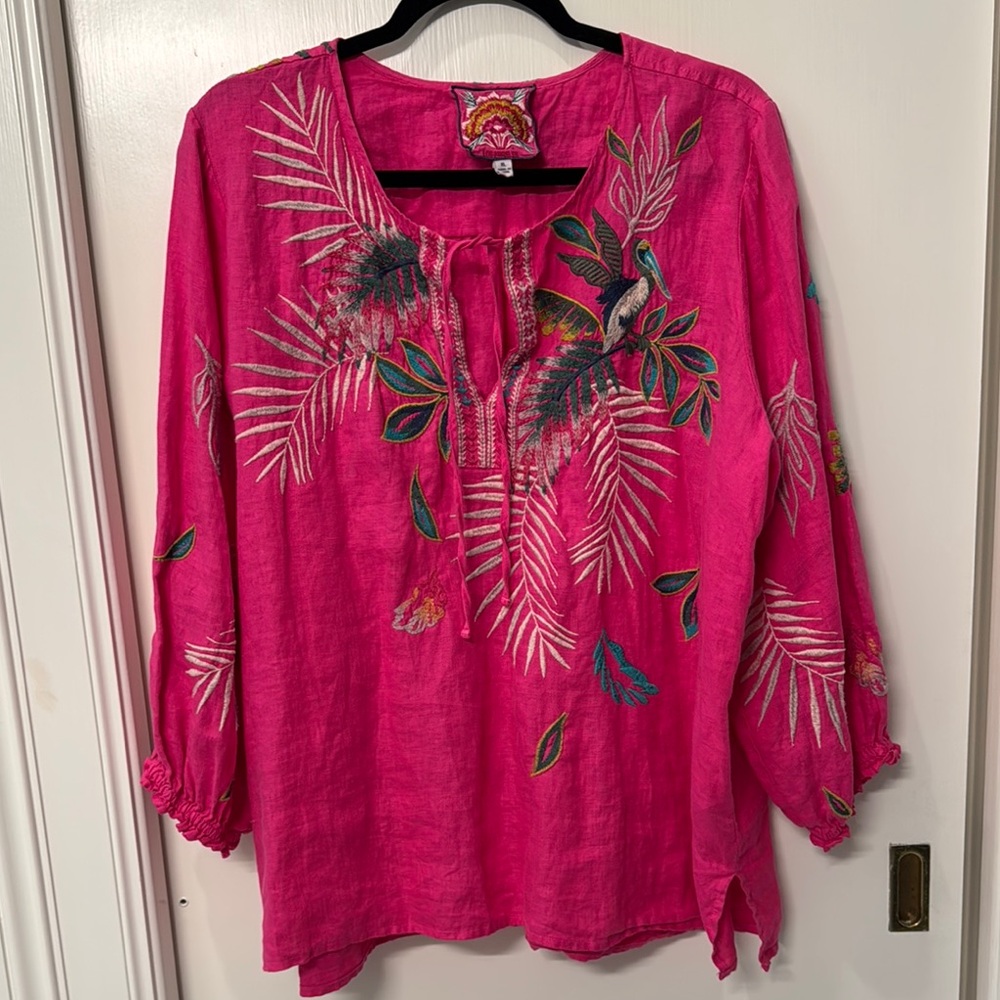 Pink Embroidered Women's Top